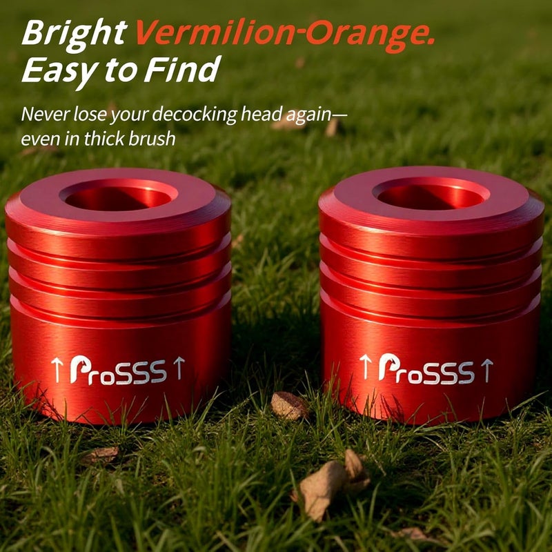 ProSSS Crossbow Bolt Decocking Head Set – 2 Pack Decocking Tips with 4 Steel Replacement Tips, High-Visibility Orange, 8-32 Thread Compatible with Most Crossbow Bolts, Recurve and Compound Bows - Image 5